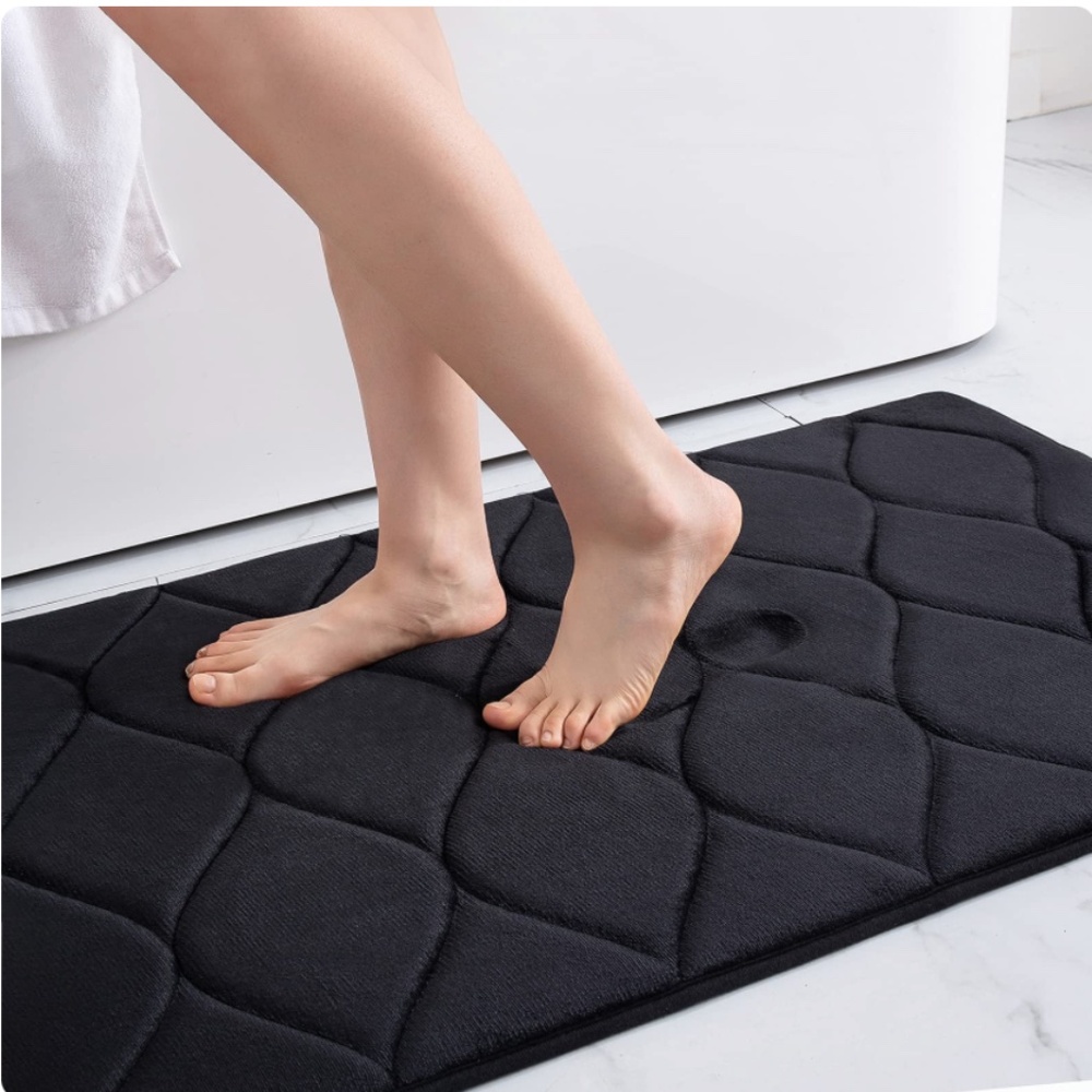 Smiry Memory Foam Bathroom Rugs, Ultra Soft & Non-Slip Bath Mat, 17"x24", Black